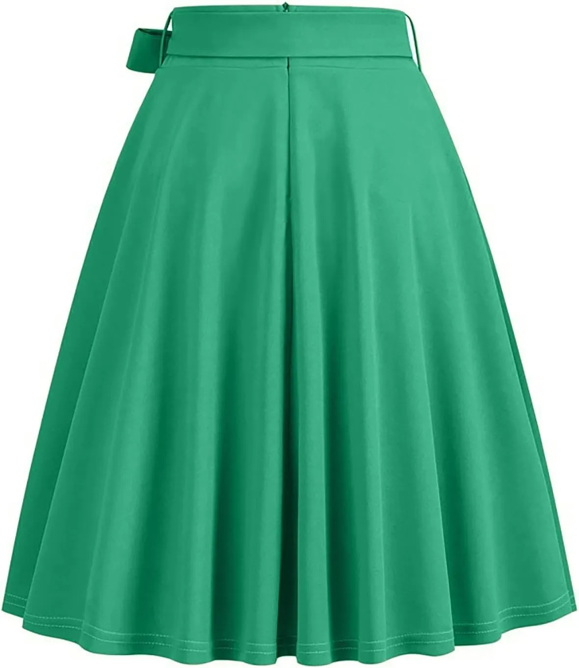 hlysgo Women's High Waist Pleated Midi Skirts 2025 Trendy A-Line Skirt Flowy Swing Skirt with Belt