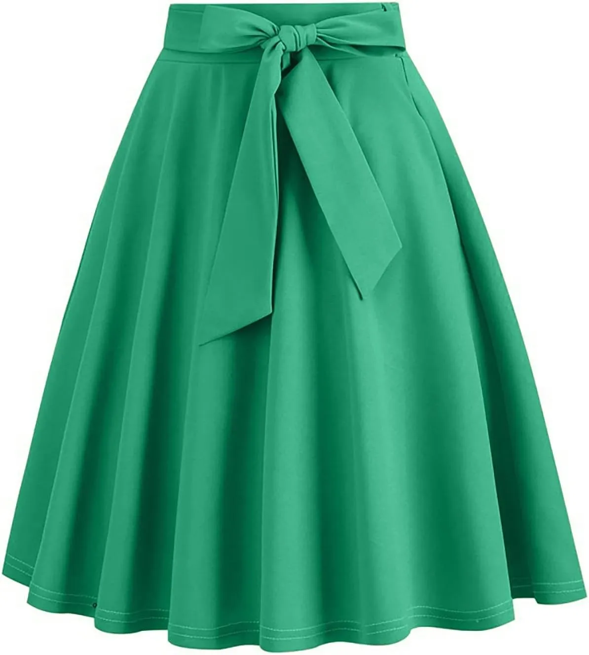hlysgo Women's High Waist Pleated Midi Skirts 2025 Trendy A-Line Skirt Flowy Swing Skirt with Belt