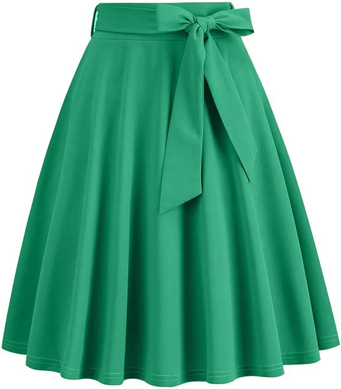 hlysgo Women's High Waist Pleated Midi Skirts 2025 Trendy A-Line Skirt Flowy Swing Skirt with Belt