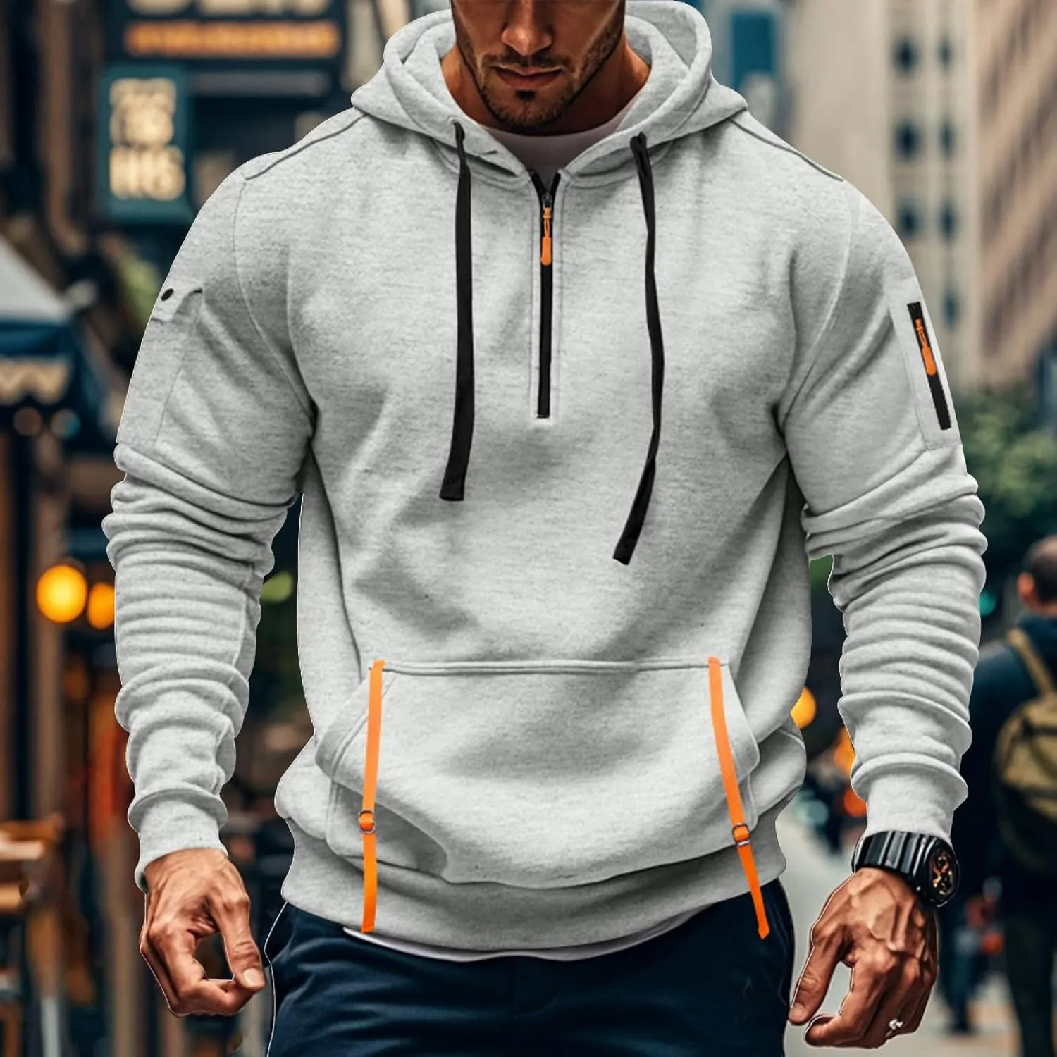 Hoodies For Men Tall Stylish Quarter Zip Pullovers Big And Tall Tactical Sweatshirts Long Sleeve Hoodies With Pockets
