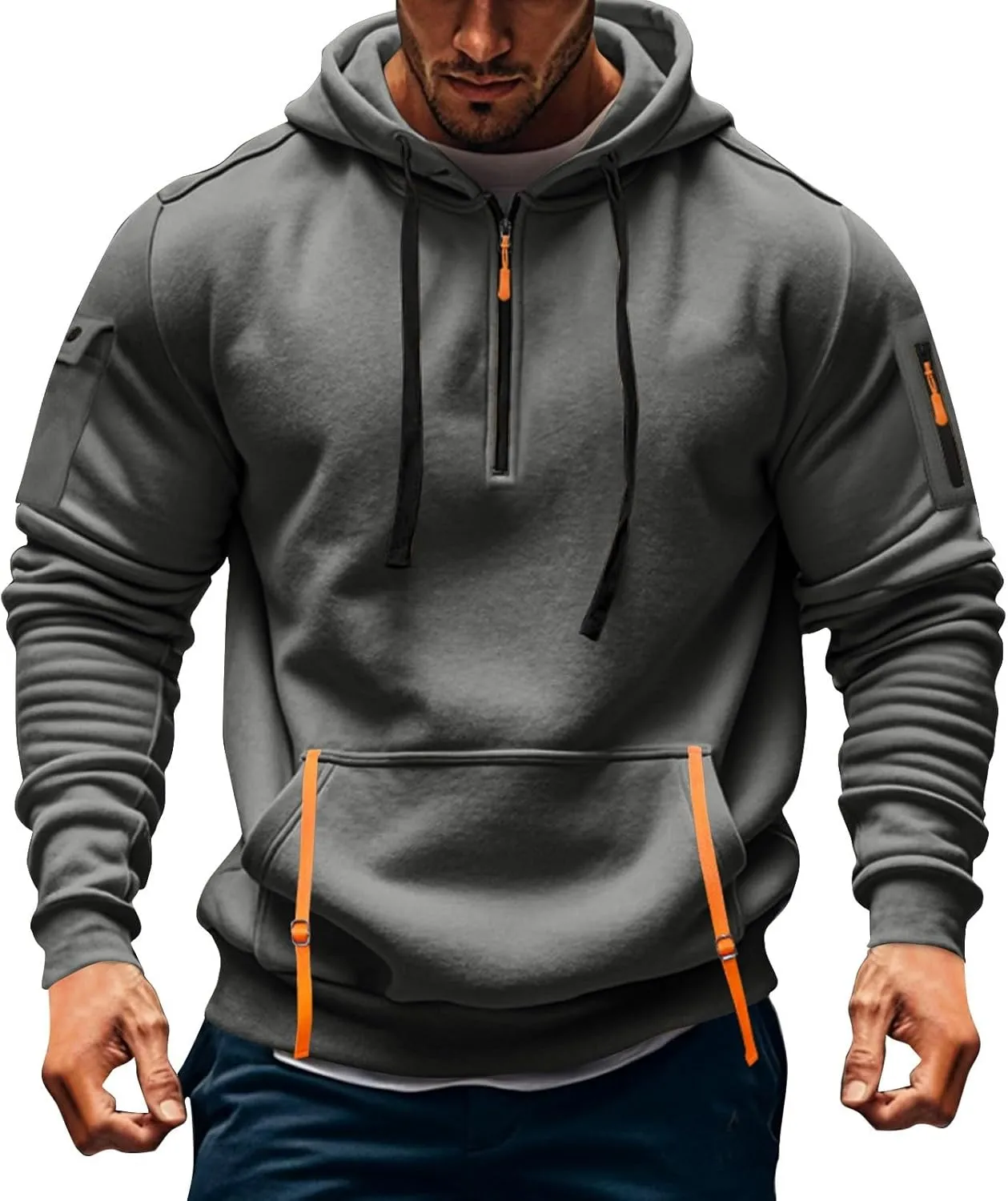 Hoodies For Men Tall Stylish Quarter Zip Pullovers Big And Tall Tactical Sweatshirts Long Sleeve Hoodies With Pockets
