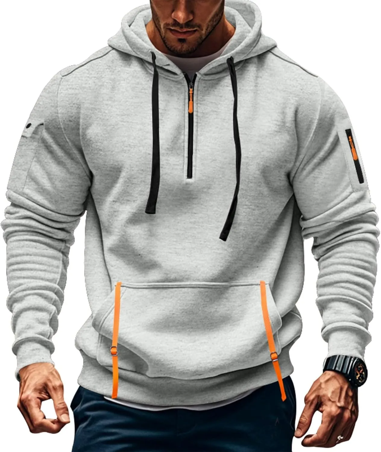 Hoodies For Men Tall Stylish Quarter Zip Pullovers Big And Tall Tactical Sweatshirts Long Sleeve Hoodies With Pockets