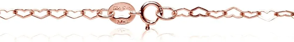 Hoops & Loops Sterling Silver Heart Link Chain Necklace, 16 inches 20 inches 24 inches or 30 Inches