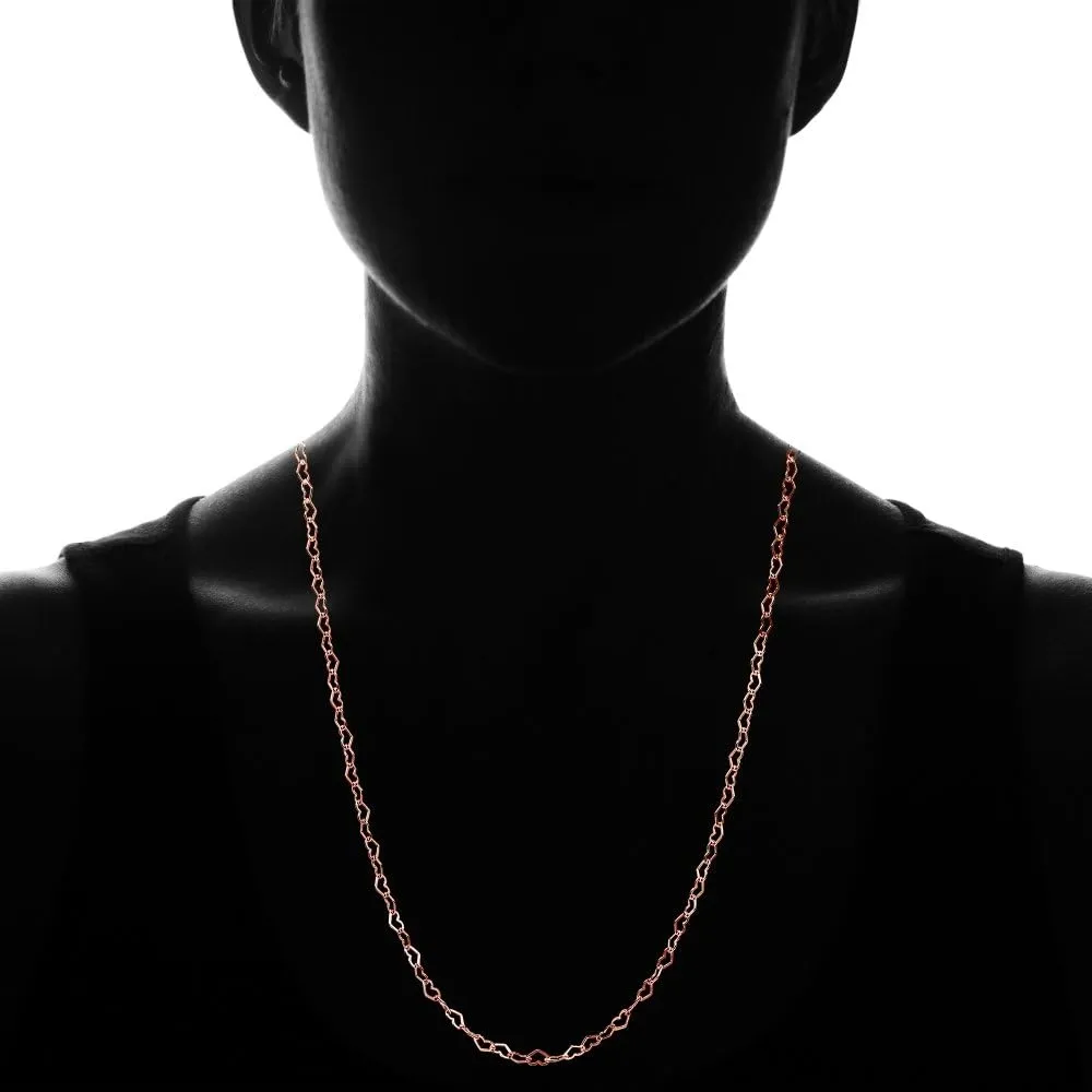 Hoops & Loops Sterling Silver Heart Link Chain Necklace, 16 inches 20 inches 24 inches or 30 Inches