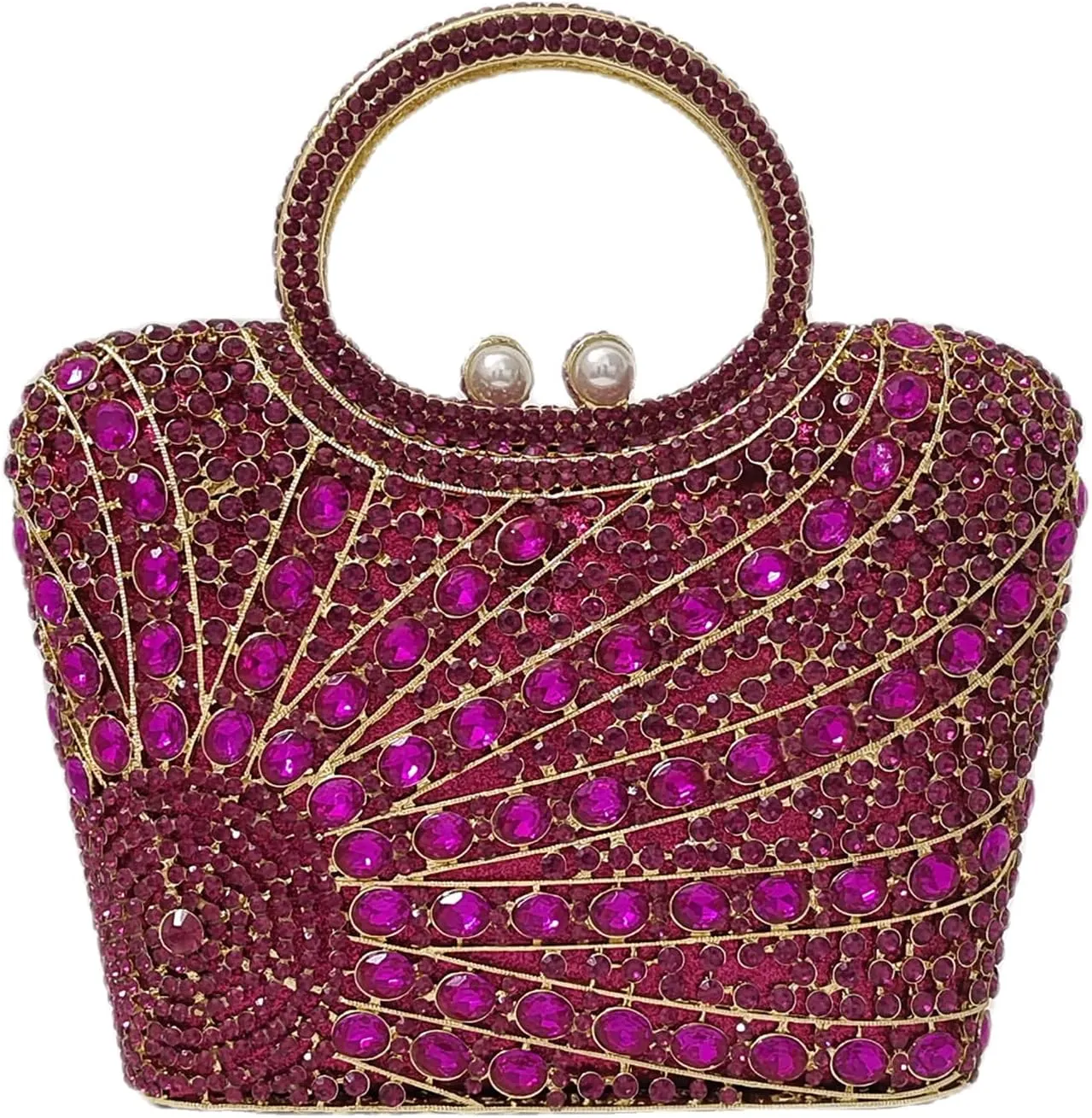 HUANG ZHUANG Elegant Crystal Basket Clutch Women Rhinestone Evening Bag Wedding Formal Party Banquet Purses Handbag