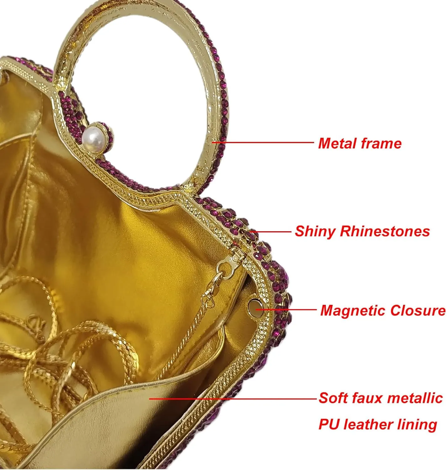 HUANG ZHUANG Elegant Crystal Basket Clutch Women Rhinestone Evening Bag Wedding Formal Party Banquet Purses Handbag