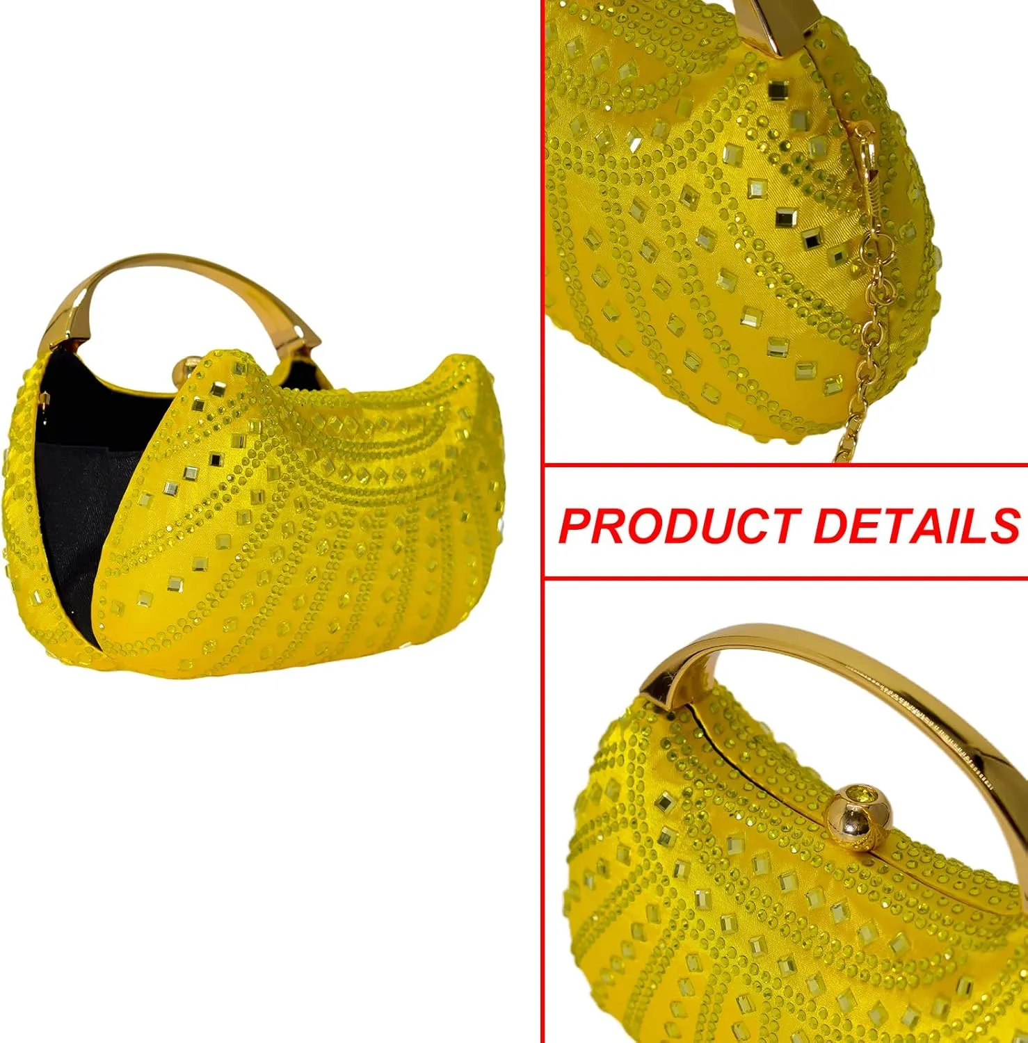 HUANG ZHUANG Elegant Crystal Clutch Rhinestone Handbags For Women Party Purse Wedding Prom Sparkly Bag