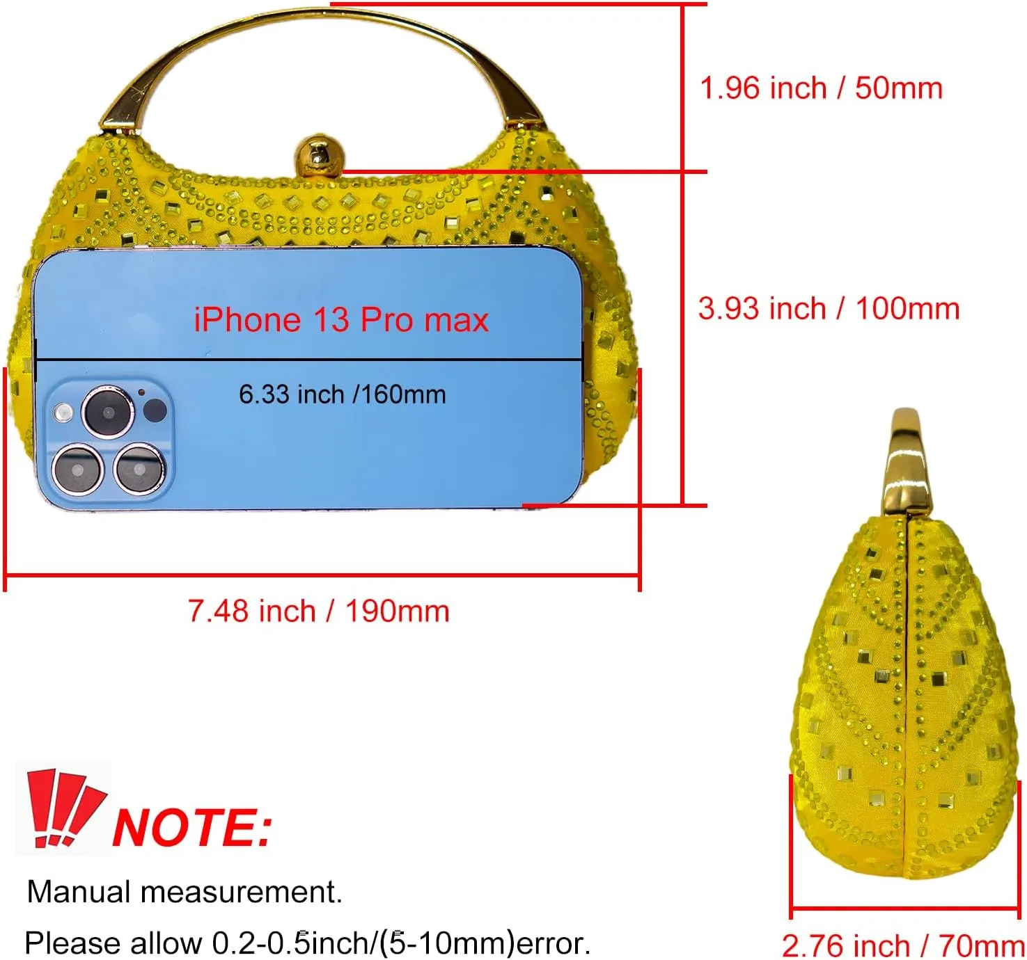 HUANG ZHUANG Elegant Crystal Clutch Rhinestone Handbags For Women Party Purse Wedding Prom Sparkly Bag