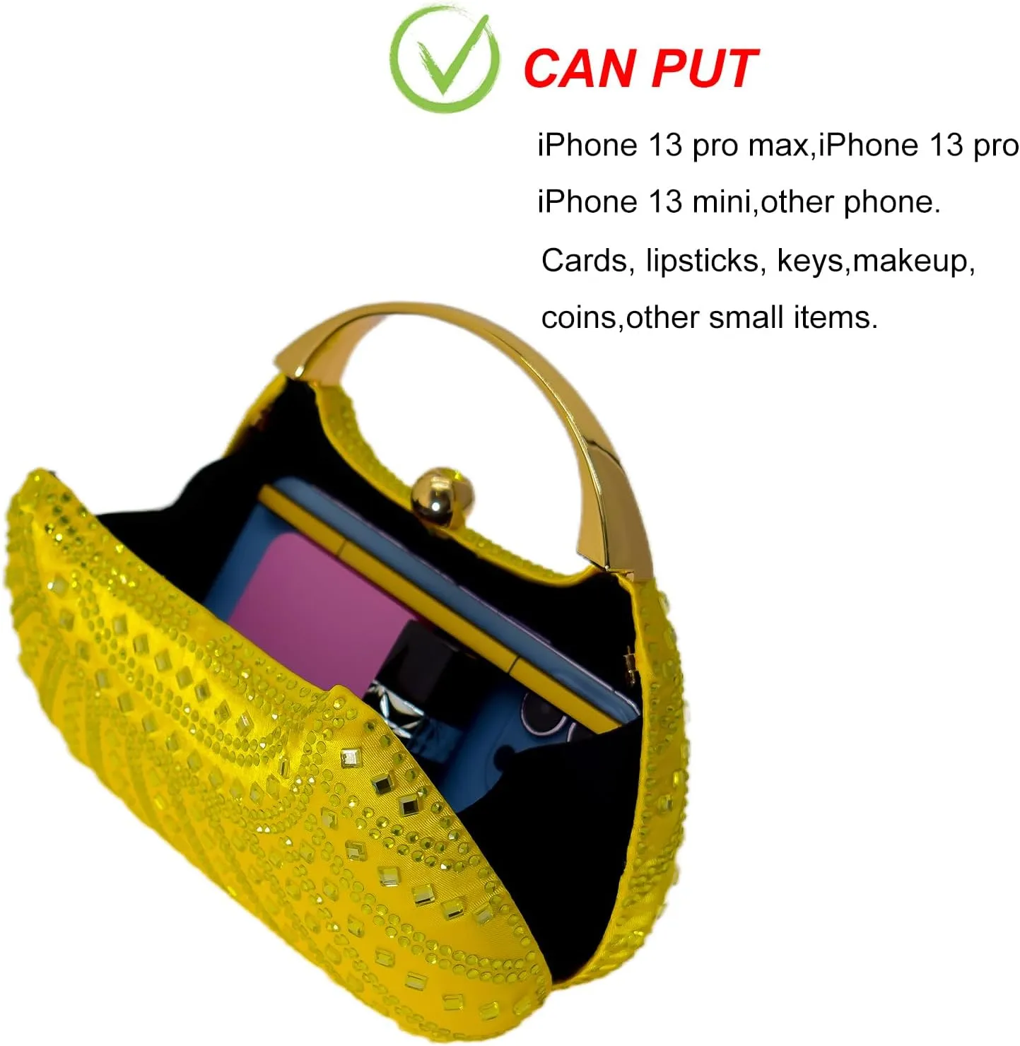 HUANG ZHUANG Elegant Crystal Clutch Rhinestone Handbags For Women Party Purse Wedding Prom Sparkly Bag
