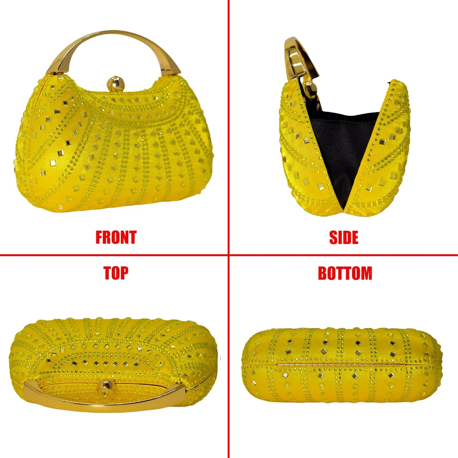 HUANG ZHUANG Elegant Crystal Clutch Rhinestone Handbags For Women Party Purse Wedding Prom Sparkly Bag