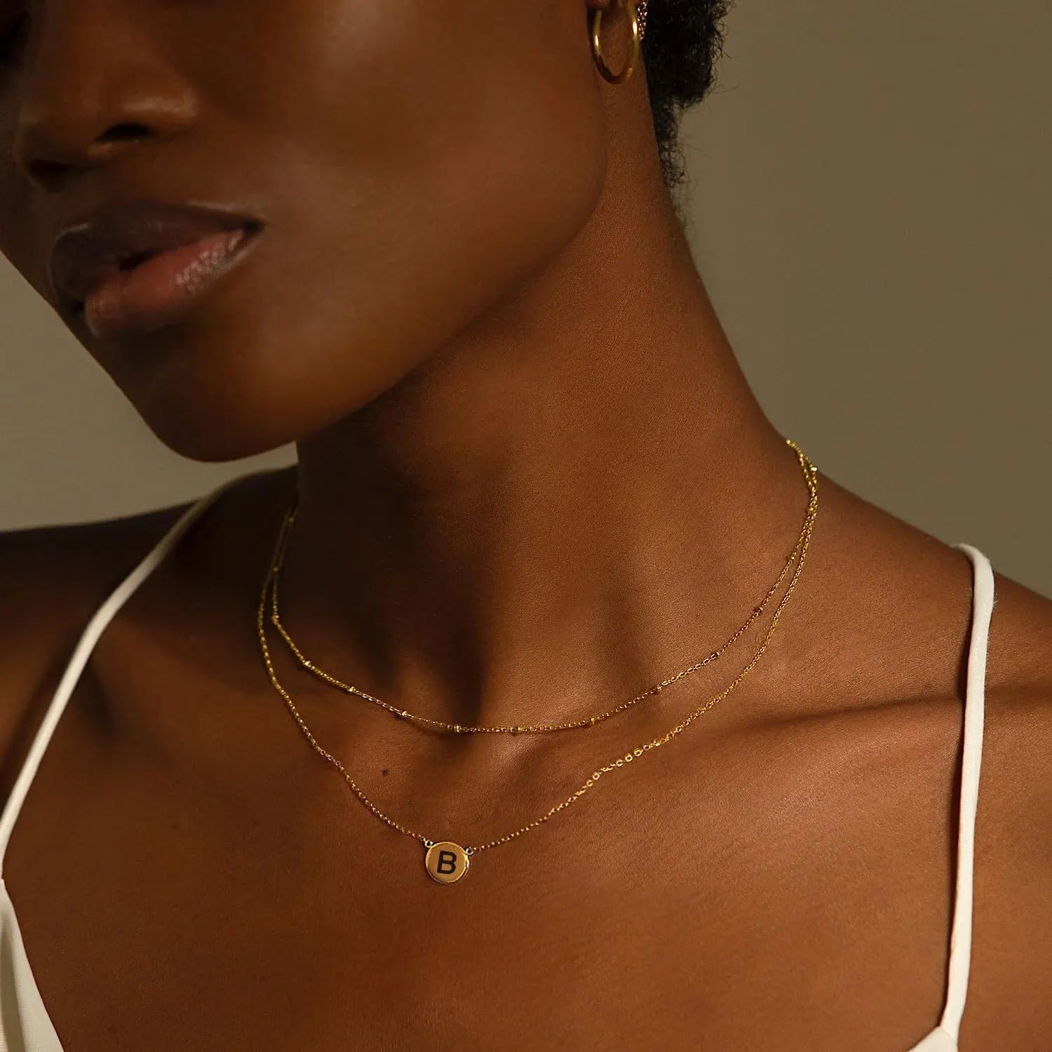Initial Necklaces for Women 14k Gold Plated Dainty Layered Letter Necklaces Tiny Cute Initial Layering Pendant Choker Simple Trendy Personalized Letter Name Necklaces Jewelry Gift for Women