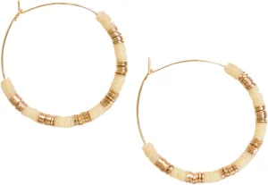 INK ALLOY Boho Hoop Earrings for Women, Jennifer Gold Colorblock Small Sequin Hoops, Handmade Hypoallergenic Jewelry for Women, 1.36-Inch L