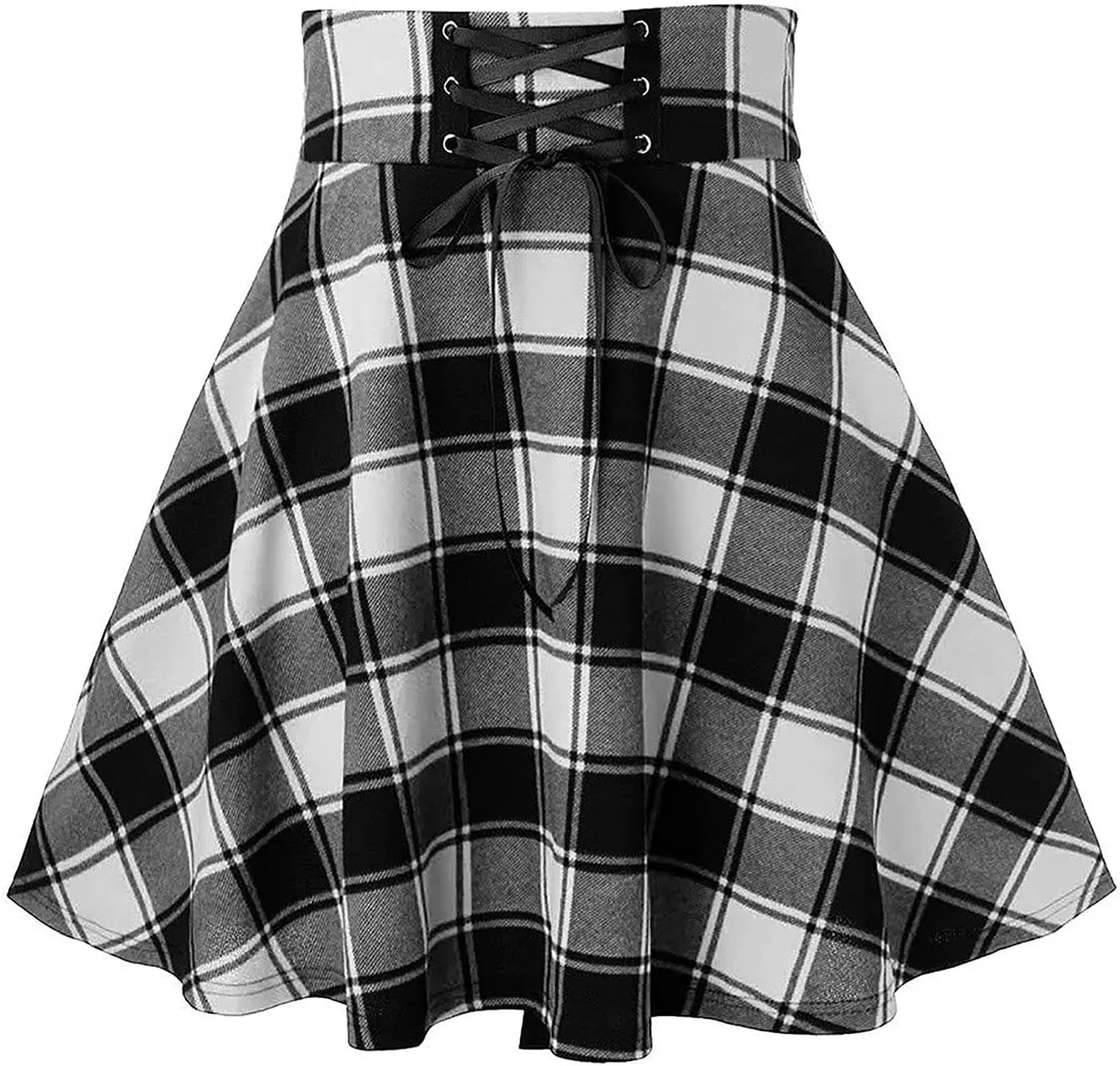 Irish Tartan Skirts for Women Gothic High Waisted Cross Tied Plaid A Line Pleated Mini Short Skirt
