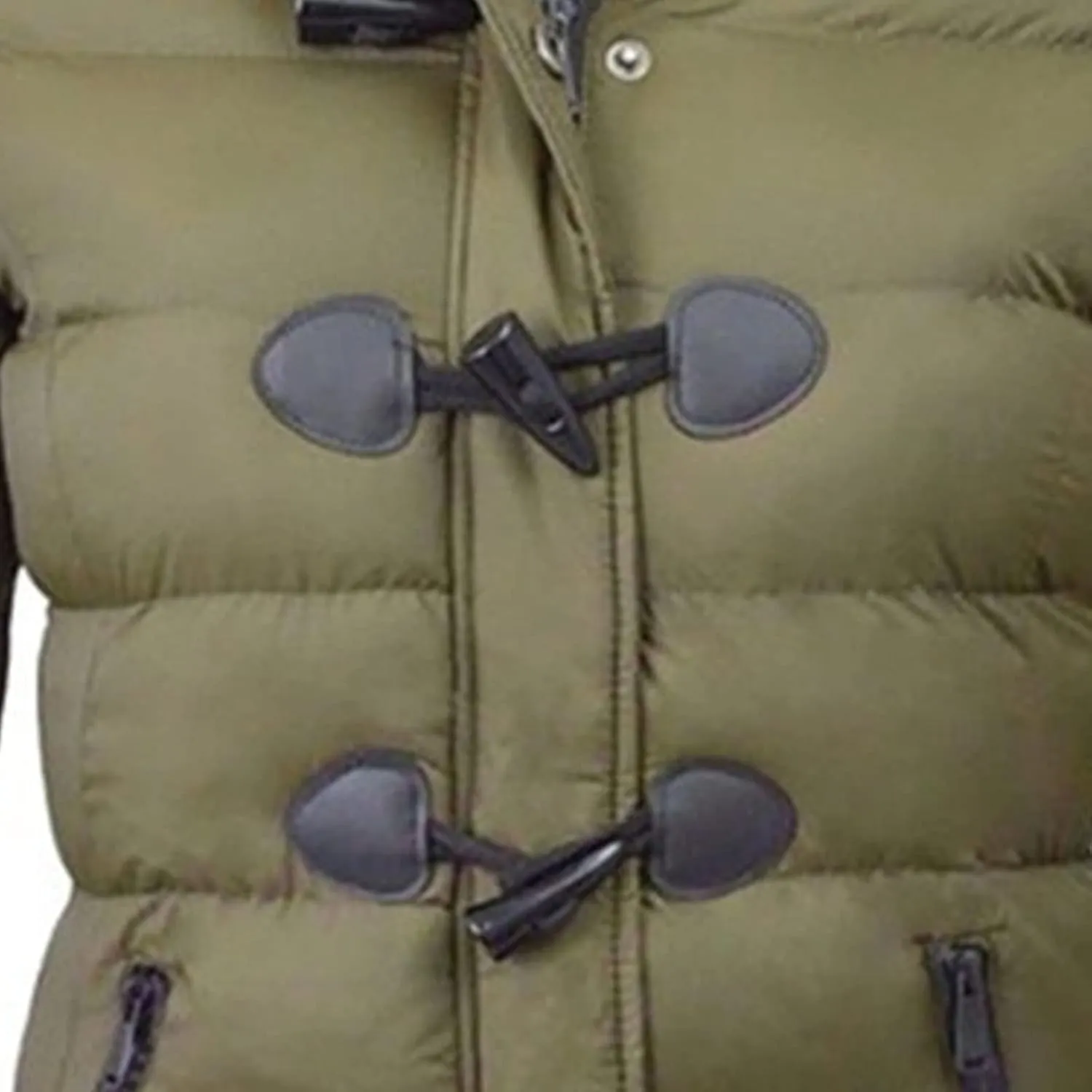 JEsilunmaMY Womens Winter Horn Button Parka Coat Slim Warm Thicken Puffer Jacket with Fur Hood Windproof Short Down Jacket