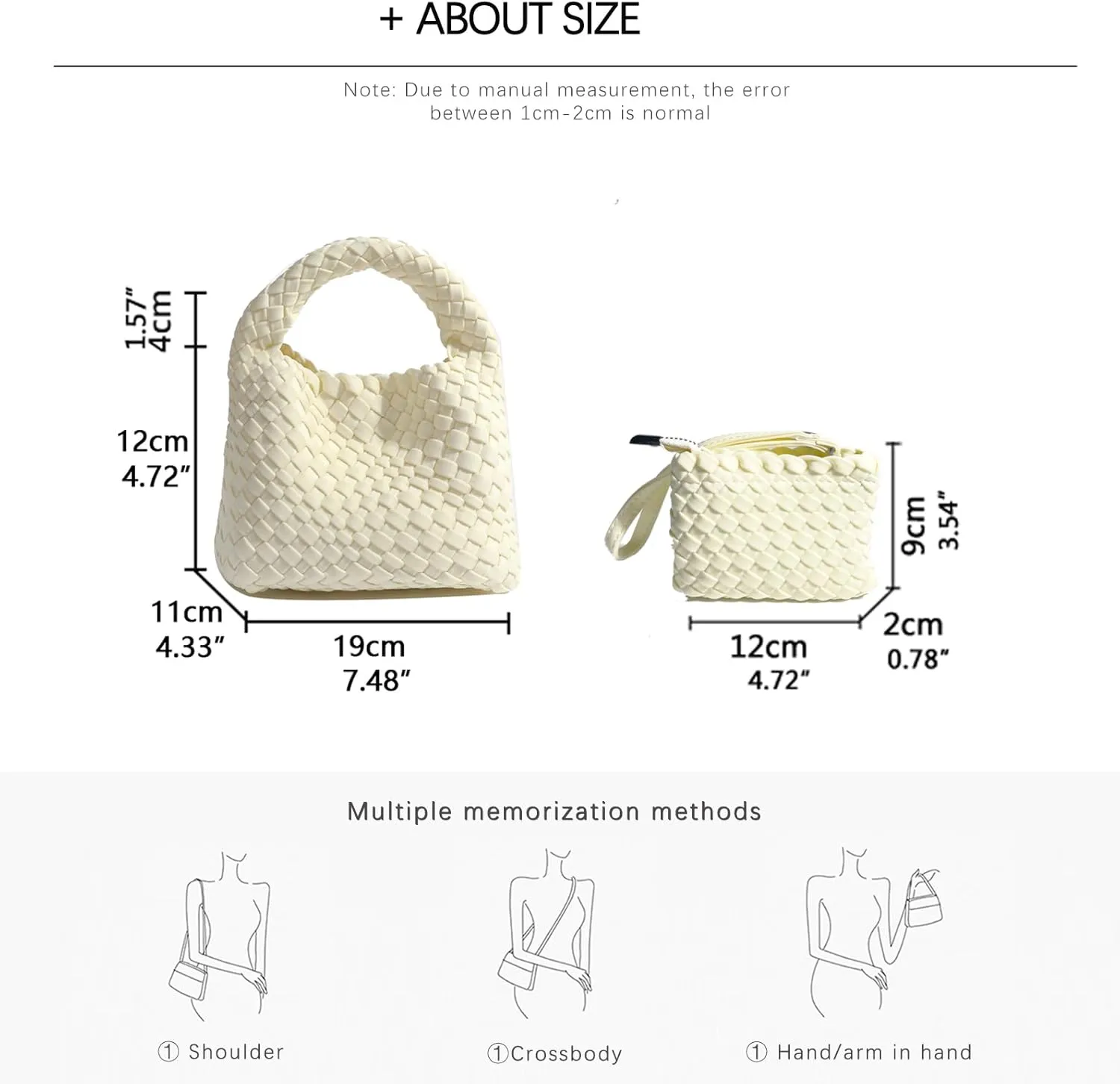 JINMANXUE Fashion Handbag for Women, Woven Tote Bucket Composite Bag, Knitting Chain Crossbody Shoulder Purse