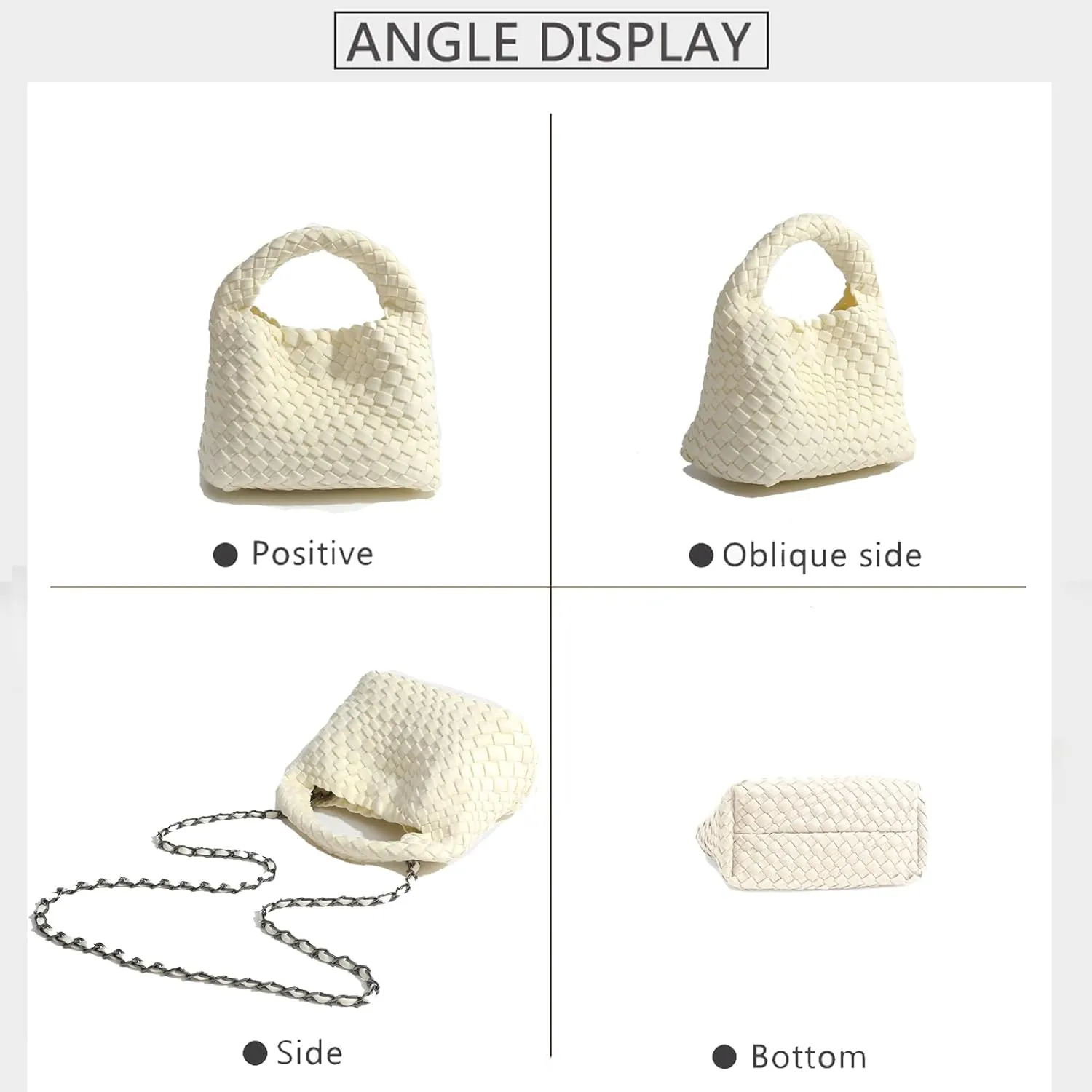 JINMANXUE Fashion Handbag for Women, Woven Tote Bucket Composite Bag, Knitting Chain Crossbody Shoulder Purse