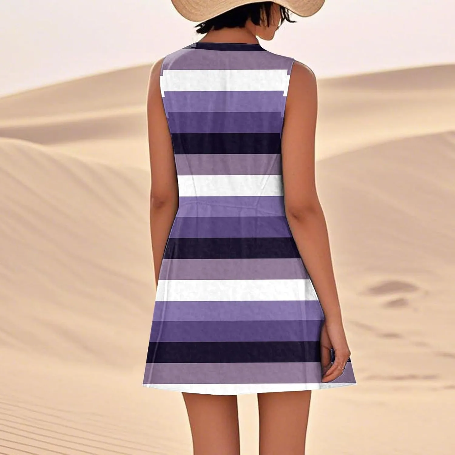 JJHAEVDY Summer Dresses for Women 2025 Loose Sleeveless Sundresses Beach U Neck T Shirt Dress Casual Tank Dress with Pockets