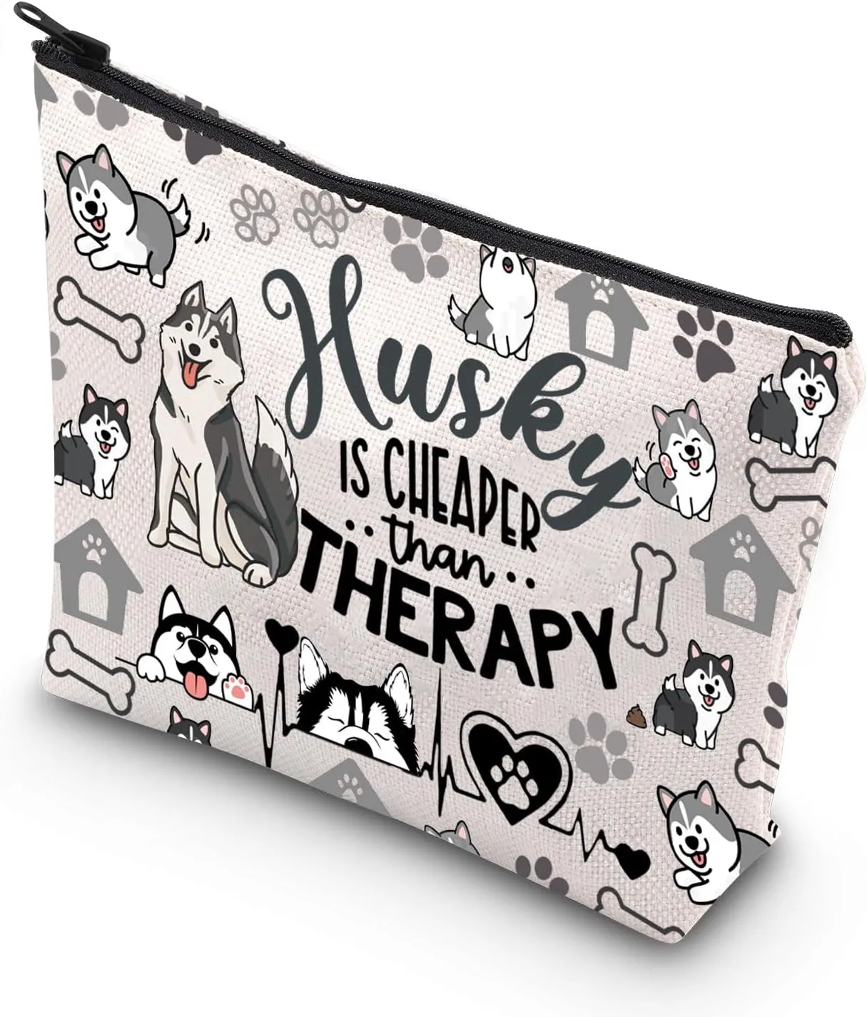 JNIAP Husky Dog Makeup Bag Husky Mom Gifts Husky Dog Lover Gifts Husky Zipper Pouch Husky Toiletry Bag Husky Owner Gifts (Husky cheaper)