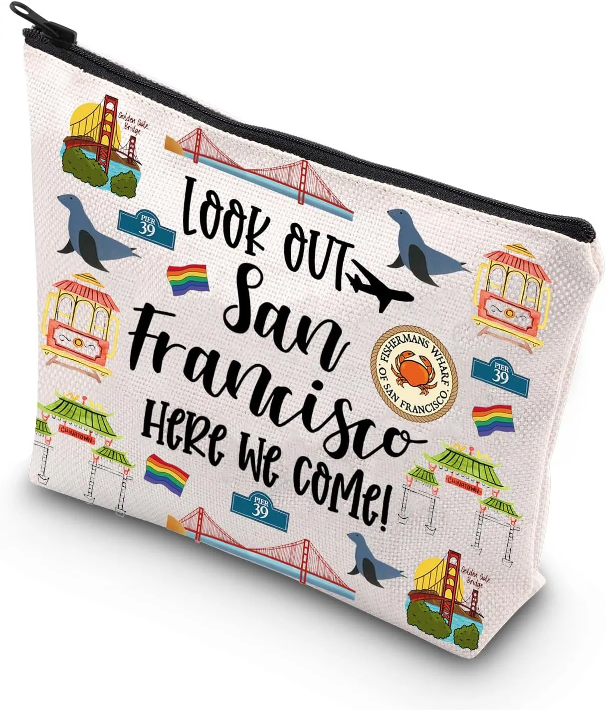 JNIAP San Francisco Makeup Bag San Francisco Gifts San Francisco Travel Bag San Francisco Toiletry Bag (look out San Francisco)