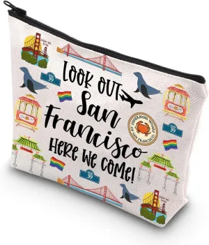 JNIAP San Francisco Makeup Bag San Francisco Gifts San Francisco Travel Bag San Francisco Toiletry Bag (look out San Francisco)
