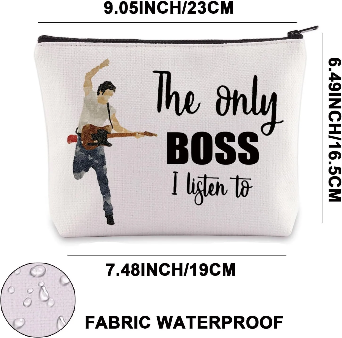JNIAP Singer Fans Cosmetic Makeup Bag Rock Music Lover Gifts The Only Boss I Listen To Music Zipper Pouch Bag Singer Merchandise (the only boss)