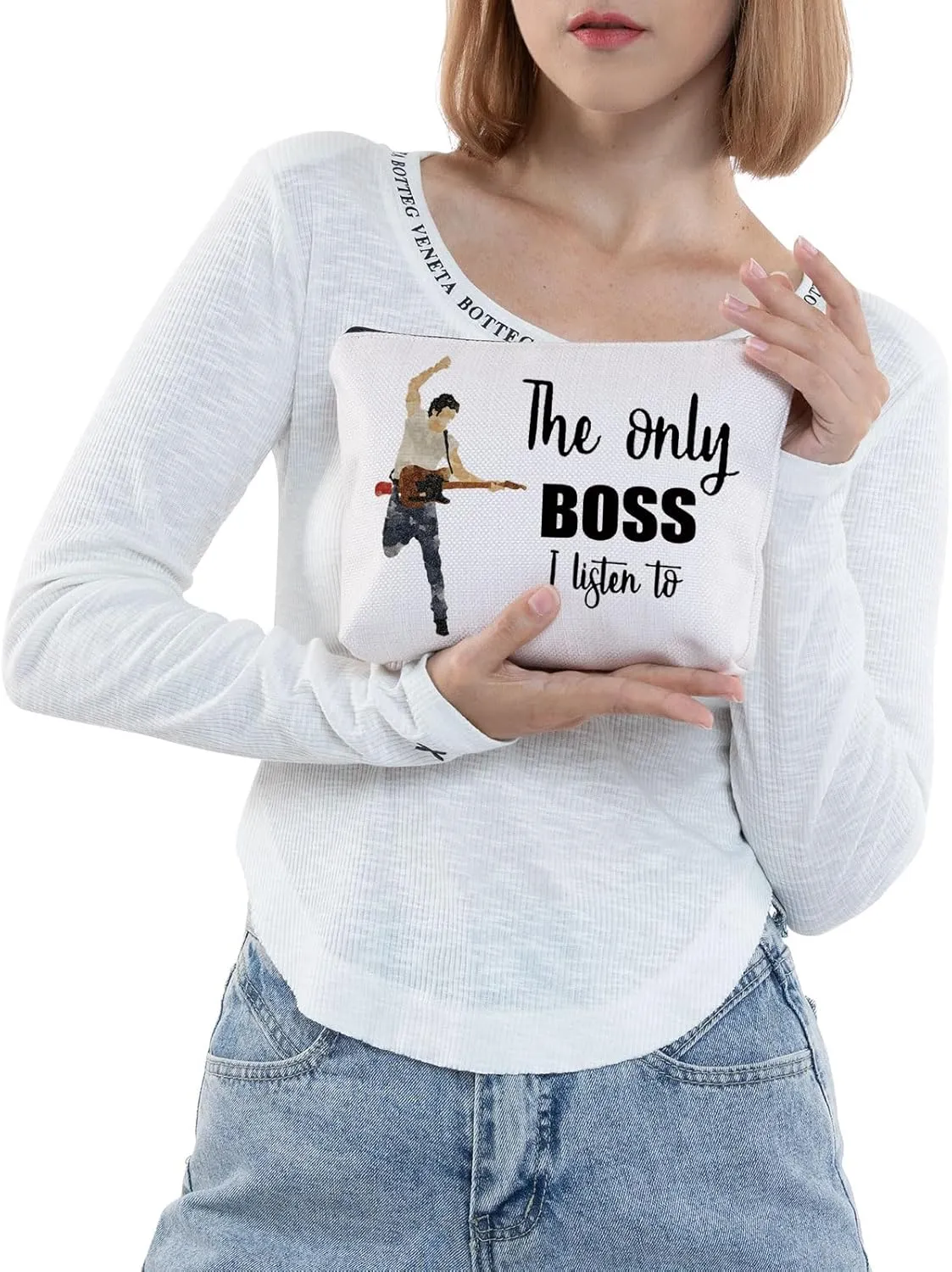 JNIAP Singer Fans Cosmetic Makeup Bag Rock Music Lover Gifts The Only Boss I Listen To Music Zipper Pouch Bag Singer Merchandise (the only boss)