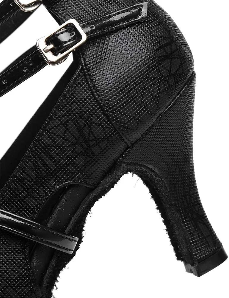 JUODVMP Womens Dance Shoes Cross-Strap Salsa Ballroom Latin Dance Shoes Closed-Toe Modle YCL335