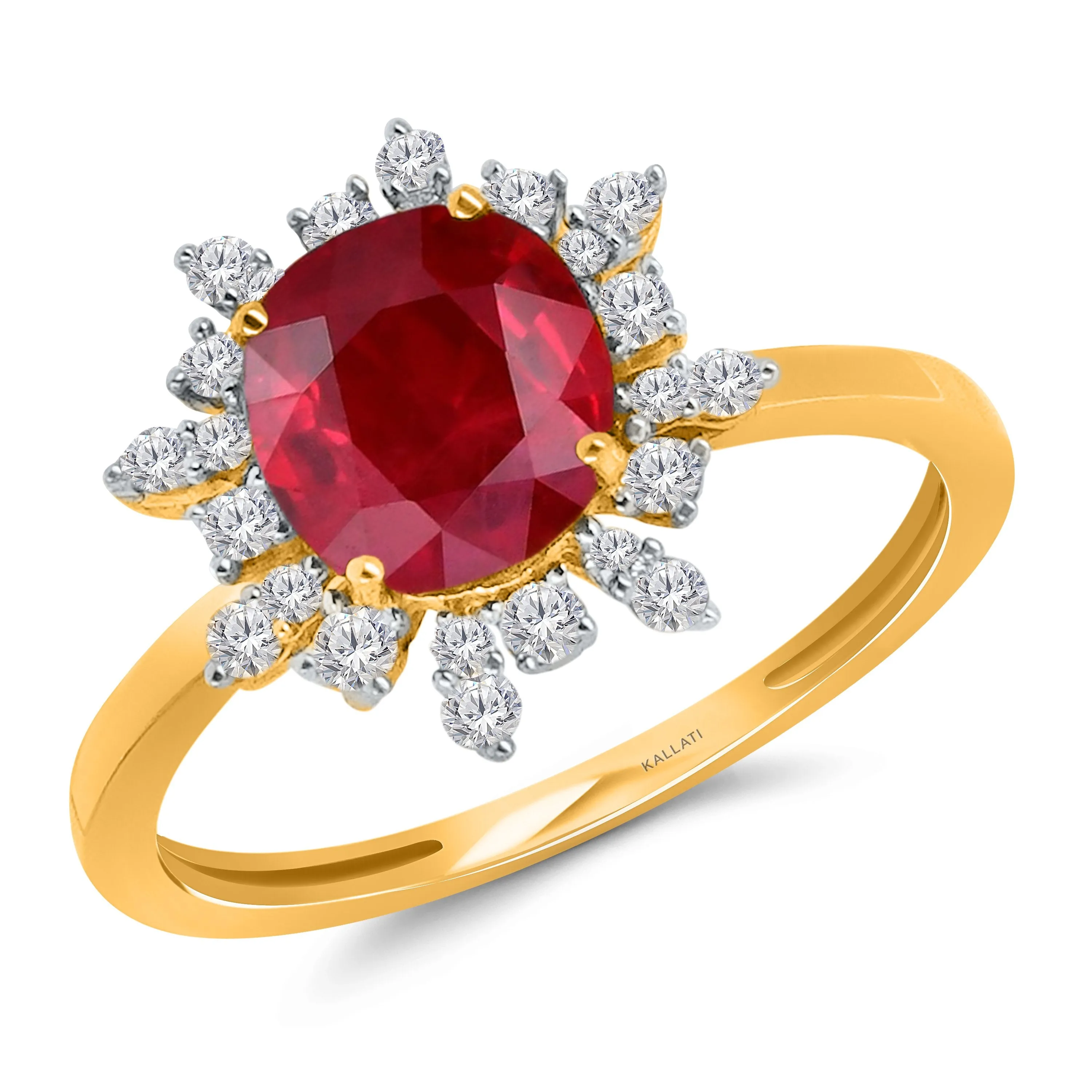 Kallati Heirloom Ruby & Diamond Ring in 14K Yellow Gold