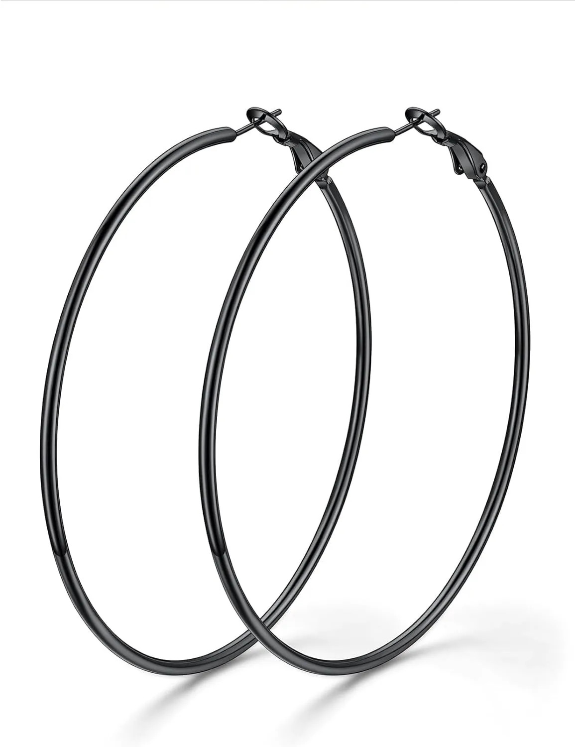 KeyStyle Gold Hoop Earrings for Women, Stainless Steel Hoops Earring Lightweight Loops, 2 mm Thick Hypoallergenic Circle Endless Thin Hoop (30 mm,50 mm,70 mm,100 mm)