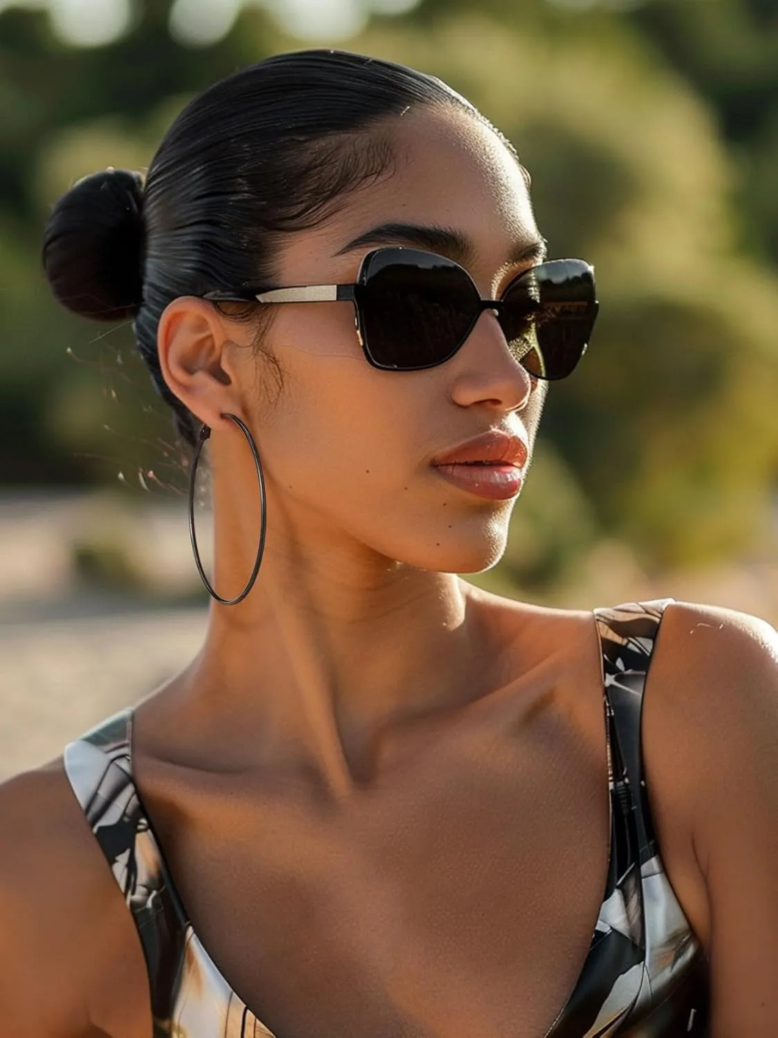 KeyStyle Gold Hoop Earrings for Women, Stainless Steel Hoops Earring Lightweight Loops, 2 mm Thick Hypoallergenic Circle Endless Thin Hoop (30 mm,50 mm,70 mm,100 mm)