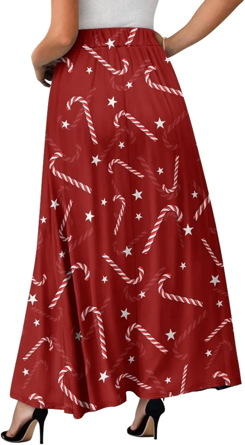 Ladies Pleated Summer Fall Skirts A Line Maxi Skirts Elegant Midi Length Skirts Lightweight Below The Knee Skirts