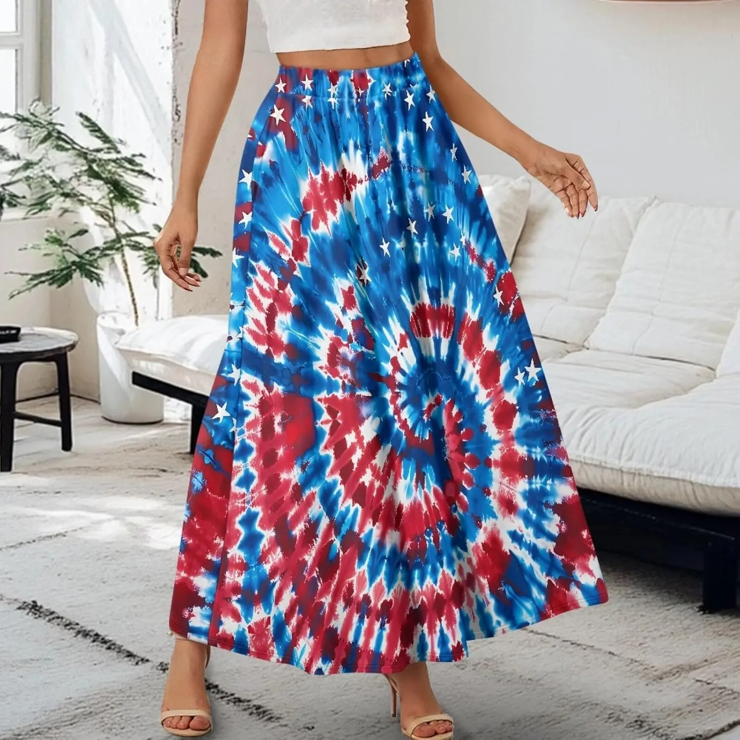 Ladies Pleated Summer Fall Skirts A Line Maxi Skirts Elegant Midi Length Skirts Lightweight Below The Knee Skirts