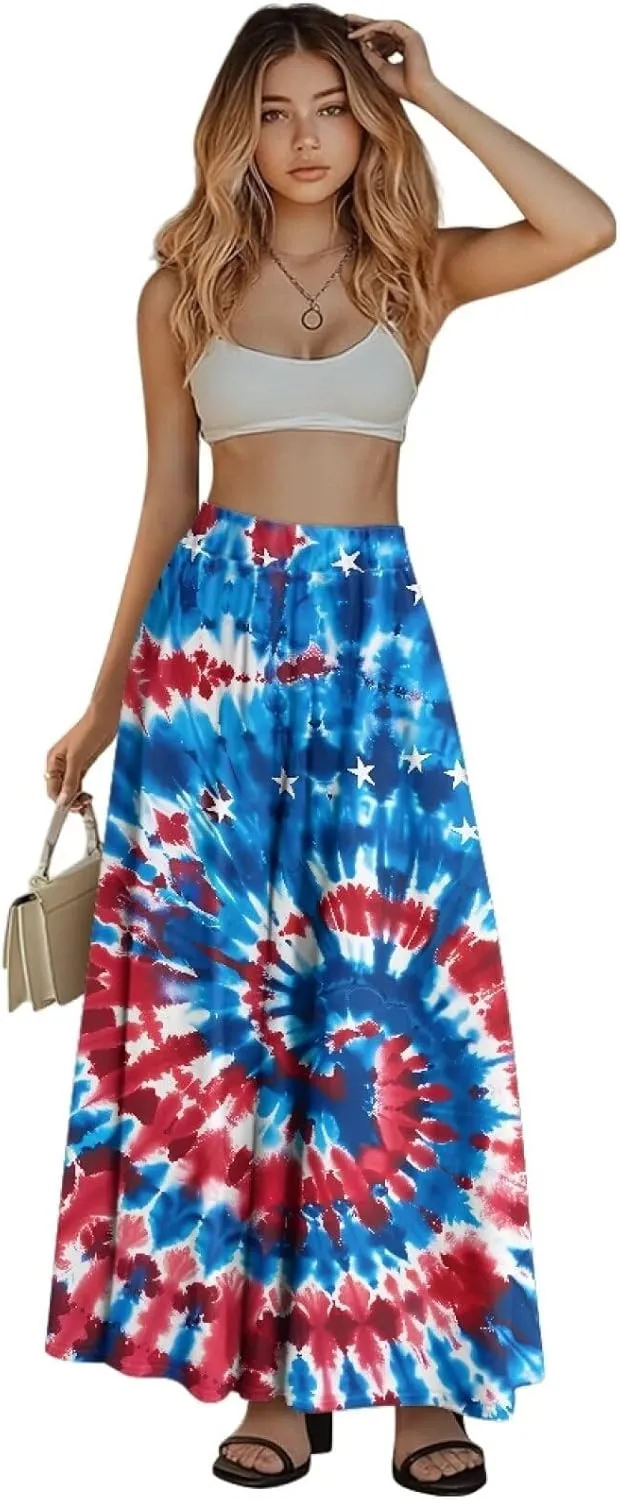 Ladies Pleated Summer Fall Skirts A Line Maxi Skirts Elegant Midi Length Skirts Lightweight Below The Knee Skirts