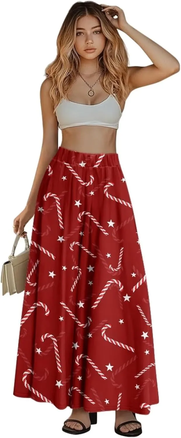 Ladies Pleated Summer Fall Skirts A Line Maxi Skirts Elegant Midi Length Skirts Lightweight Below The Knee Skirts