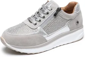 Ladmiple Sneakers For Women Walking Shoes Wide Width Slip on Glitter Shoes Fashion Sparkly Dressy Summer Flats Loafers