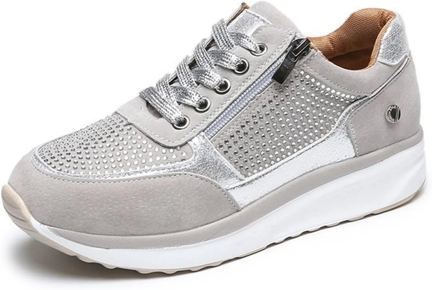 Ladmiple Sneakers For Women Walking Shoes Wide Width Slip on Glitter Shoes Fashion Sparkly Dressy Summer Flats Loafers