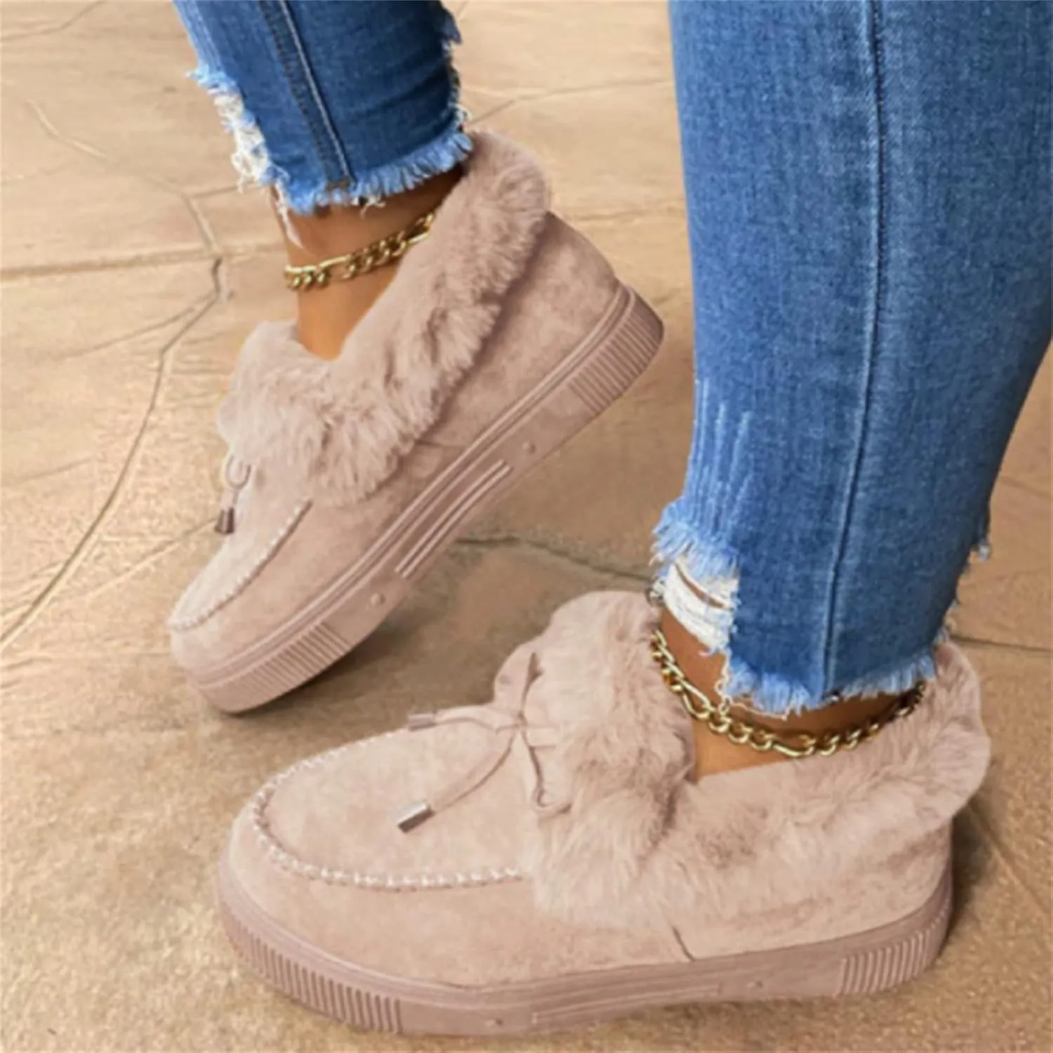 Ladmiple Snow Boots For Women Wide Width Winter Boots Lace Up Fur Lined Lightweight Cold Weather Warm Ankle Booties