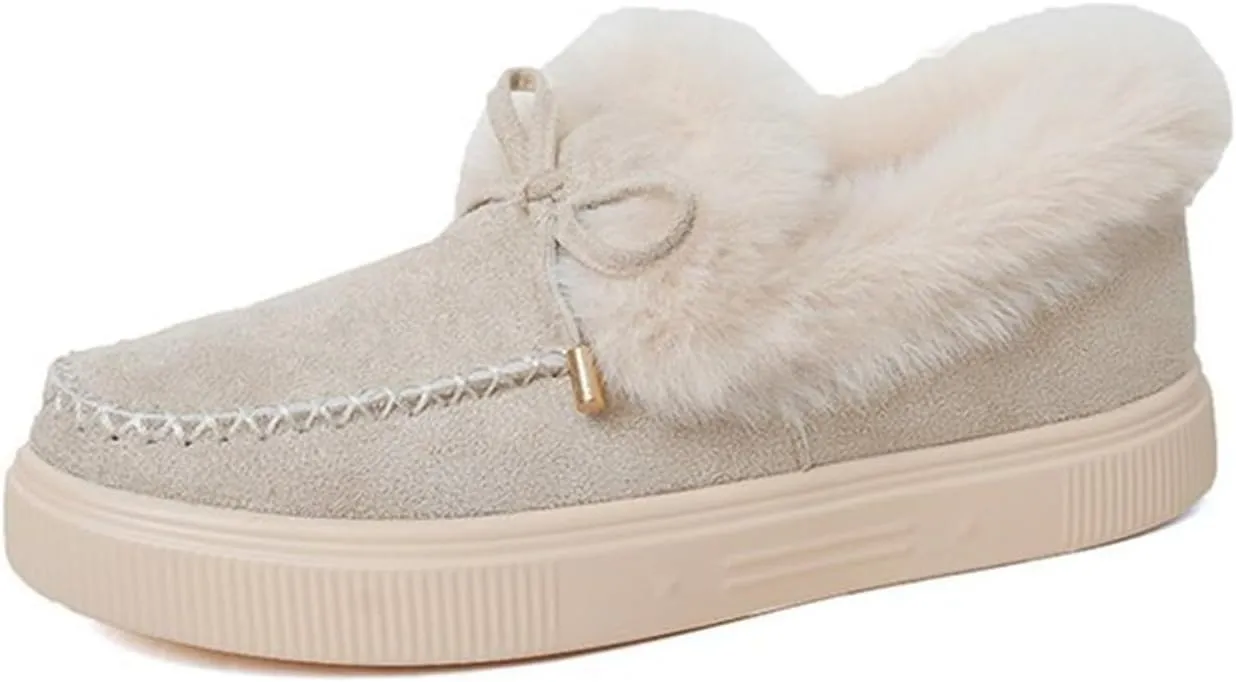 Ladmiple Snow Boots For Women Wide Width Winter Boots Lace Up Fur Lined Lightweight Cold Weather Warm Ankle Booties