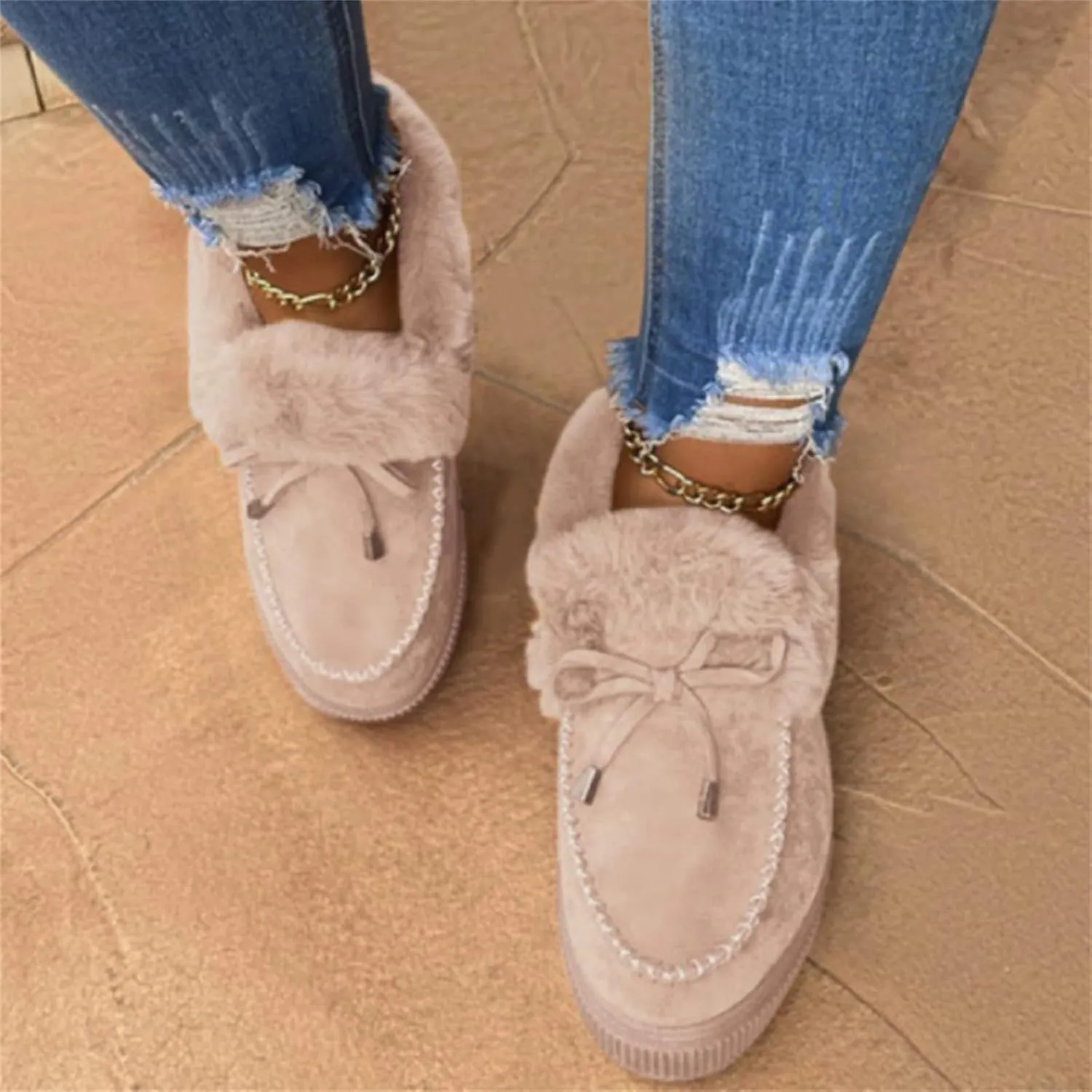 Ladmiple Snow Boots For Women Wide Width Winter Boots Lace Up Fur Lined Lightweight Cold Weather Warm Ankle Booties