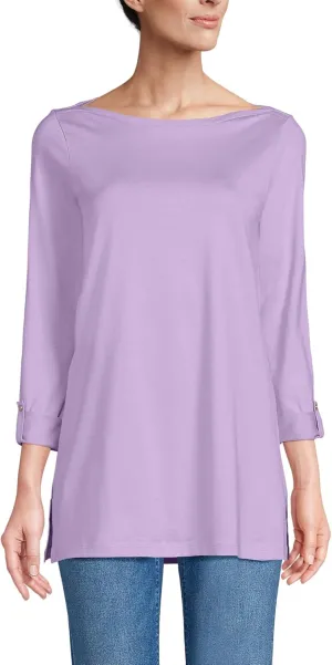 Lands' End Women's American-Grown Supima Cotton Adjustable 3/4 Sleeve Boatneck Tunic