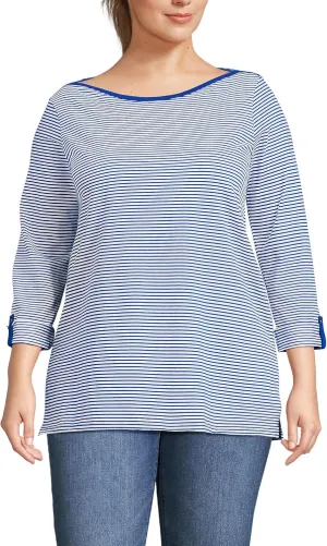 Lands' End Women's American-Grown Supima Cotton Adjustable 3/4 Sleeve Boatneck Tunic