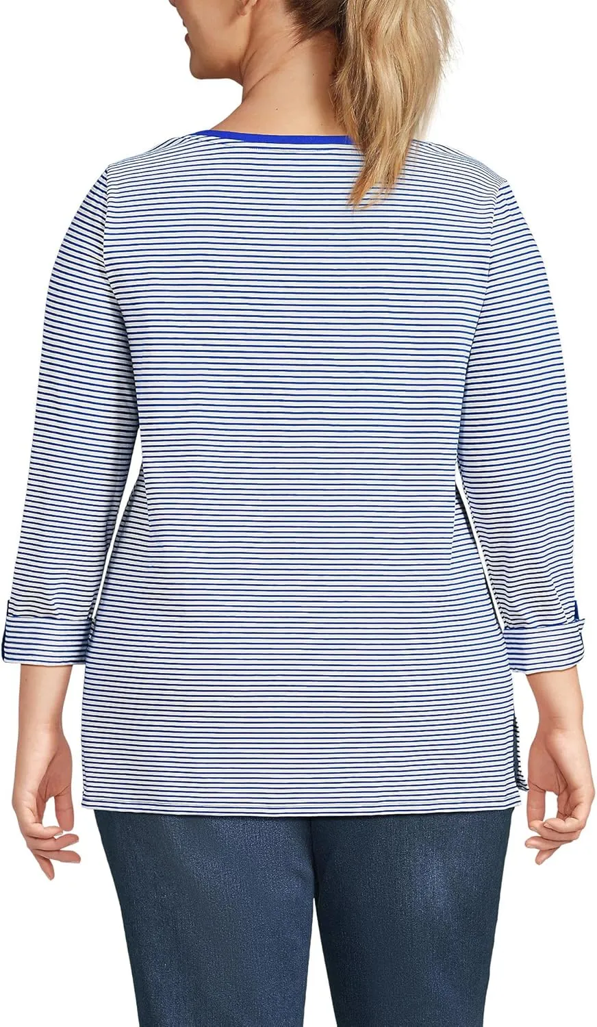 Lands' End Women's American-Grown Supima Cotton Adjustable 3/4 Sleeve Boatneck Tunic