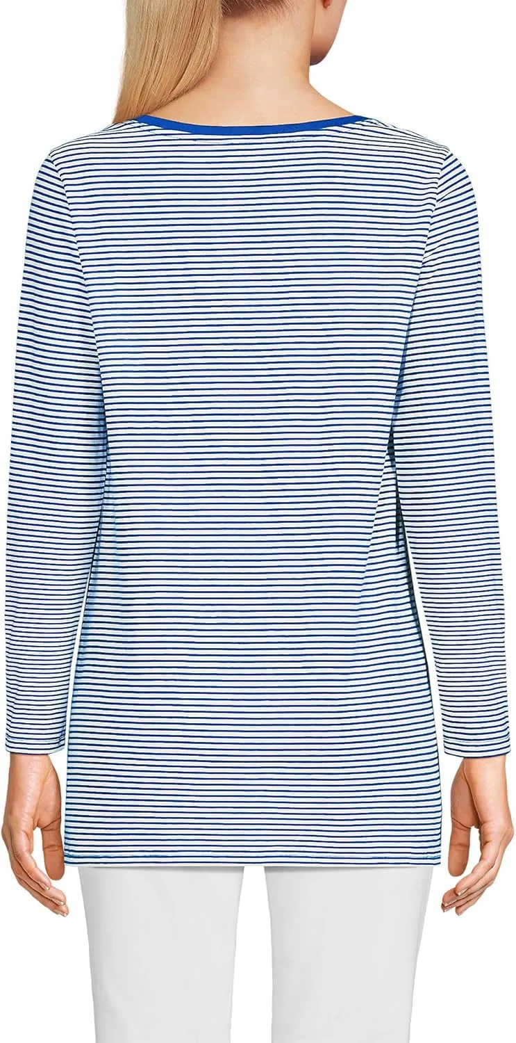 Lands' End Women's American-Grown Supima Cotton Adjustable 3/4 Sleeve Boatneck Tunic