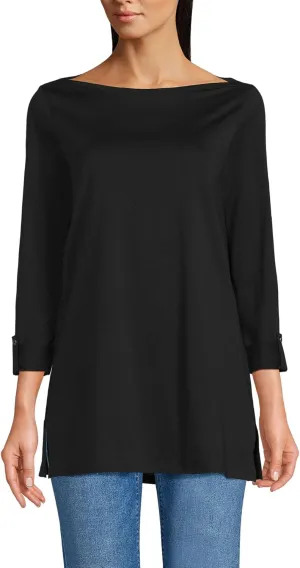 Lands' End Women's American-Grown Supima Cotton Adjustable 3/4 Sleeve Boatneck Tunic