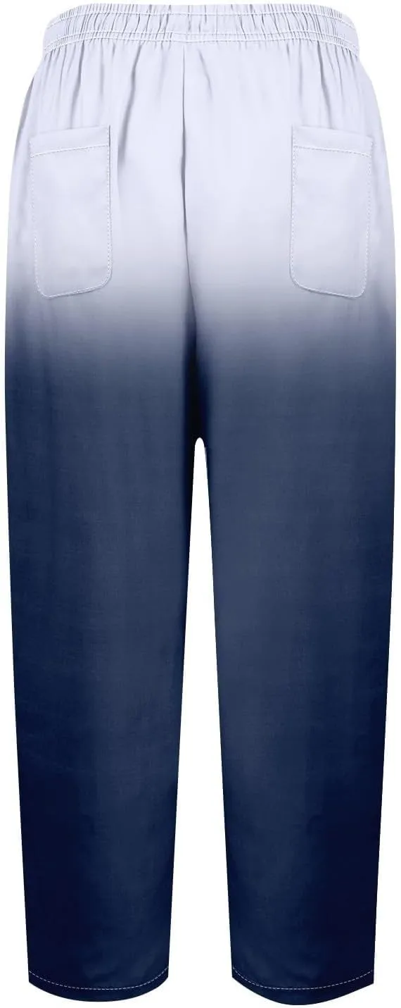 LCMTWX Women's Linen Pants Drawstring Pants with Pockets Wide Leg Cropped Pants for Women Capri Pants 2025 Pants with
