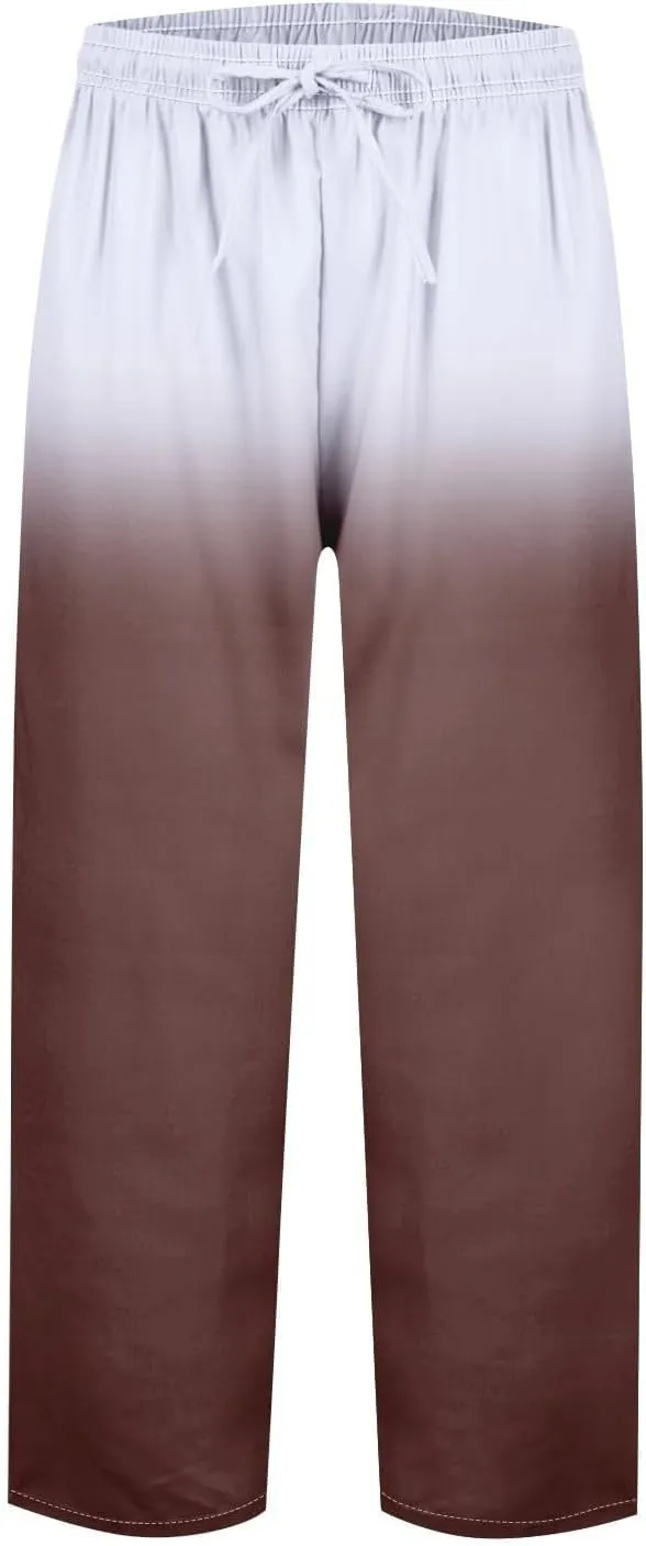 LCMTWX Women's Linen Pants Drawstring Pants with Pockets Wide Leg Cropped Pants for Women Capri Pants 2025 Pants with