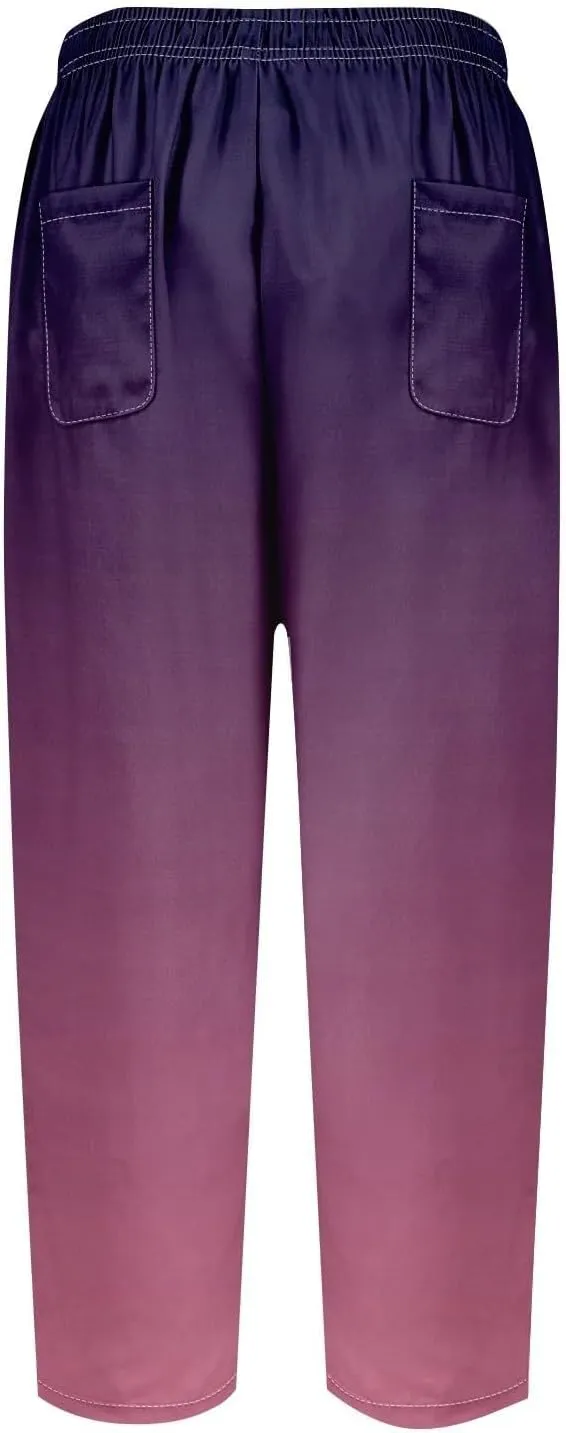 LCMTWX Women's Linen Pants Drawstring Pants with Pockets Wide Leg Cropped Pants for Women Capri Pants 2025 Pants with