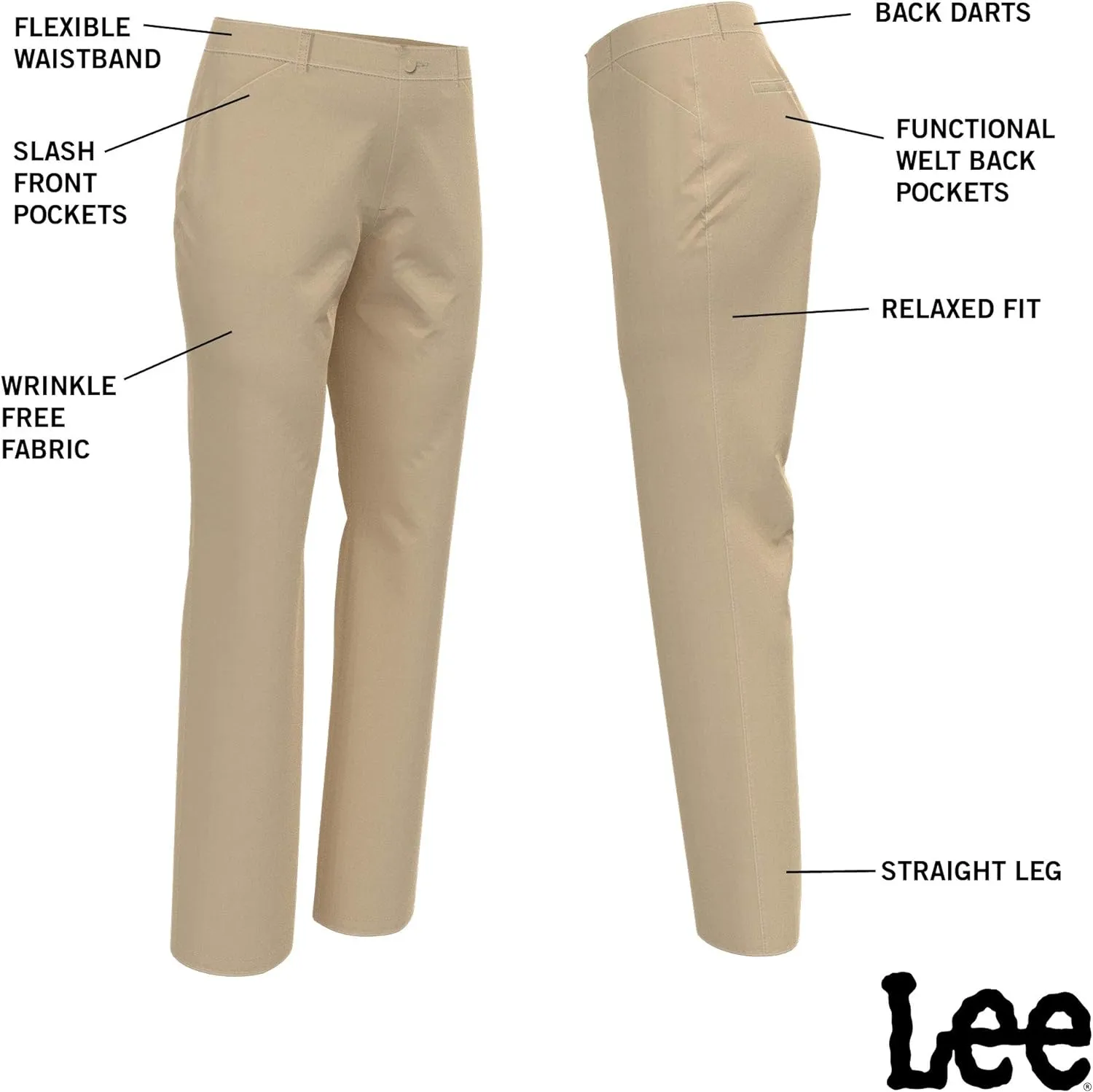 Lee Women's Plus Size Wrinkle Free Relaxed Fit Straight Leg Pant