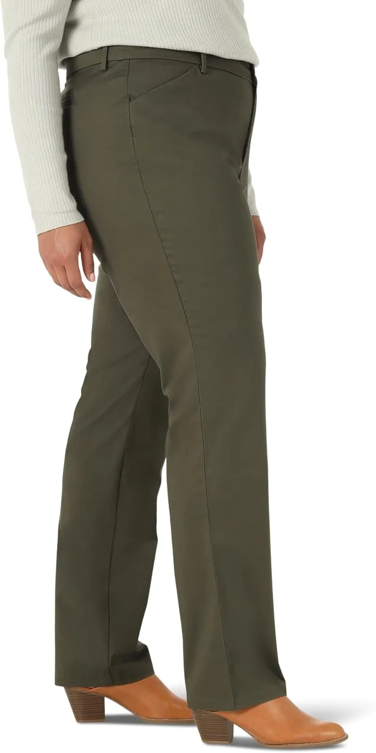 Lee Women's Plus Size Wrinkle Free Relaxed Fit Straight Leg Pant