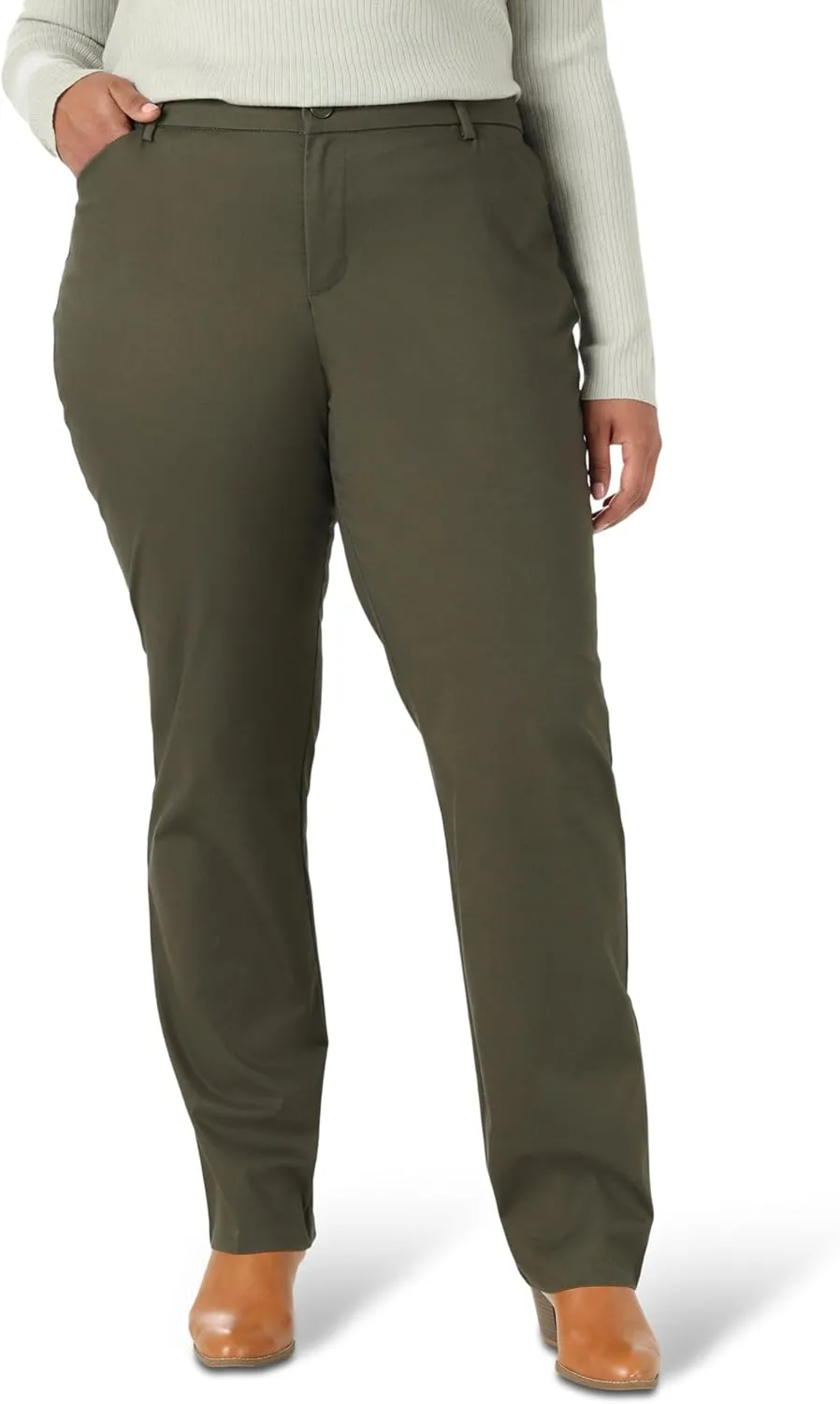Lee Women's Plus Size Wrinkle Free Relaxed Fit Straight Leg Pant
